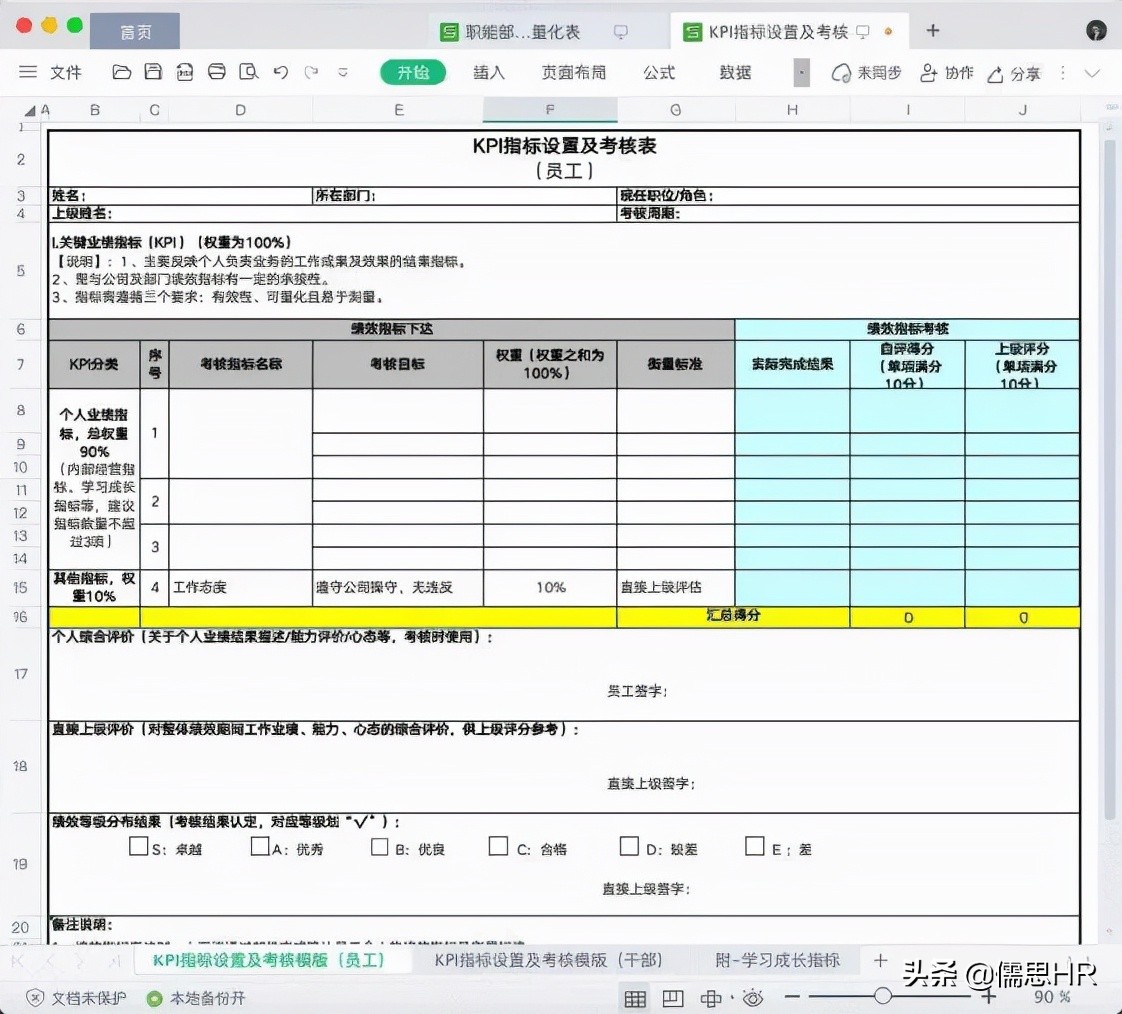 员工绩效考核量化明细表,员工绩效考核表简单