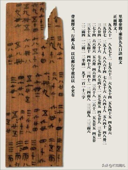 九九乘法表——里耶秦简中的大秦帝国黑科技