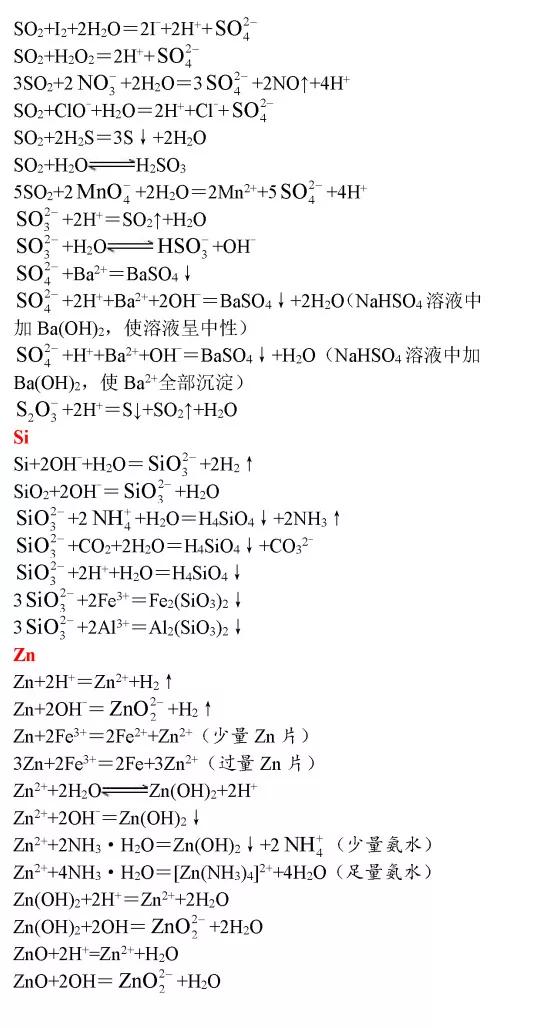 高考化学必考化学方程式,高中化学必考261个化学方程式