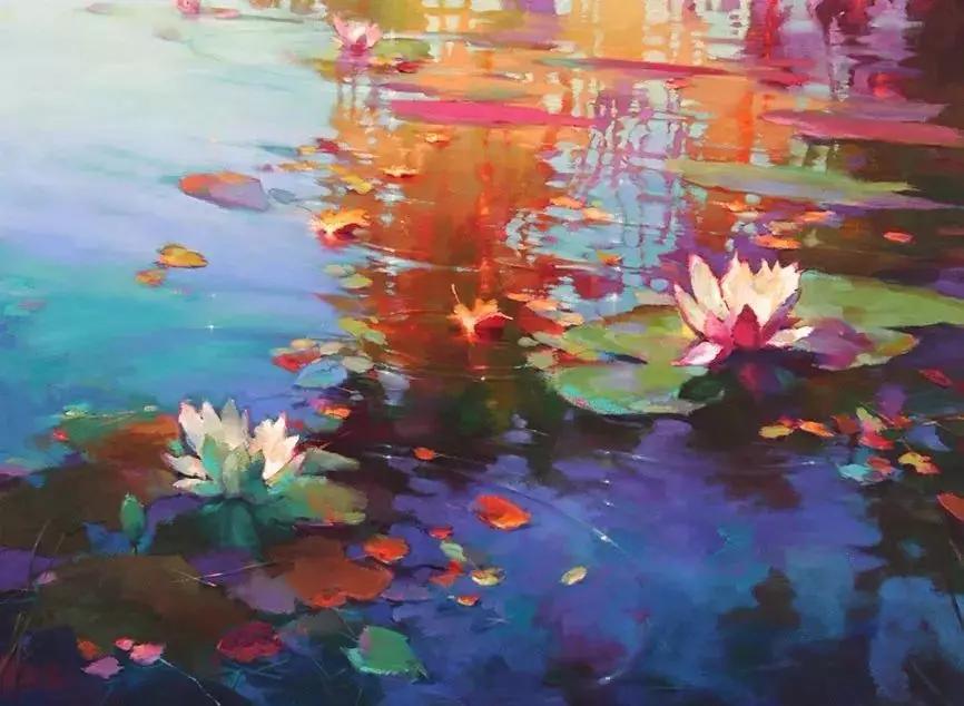 莫奈的睡莲紫色,莫奈睡莲和梵高睡莲