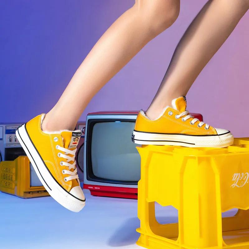 大嘴猴帆布鞋儿童加绒,女保暖鞋加绒加厚正品大嘴猴