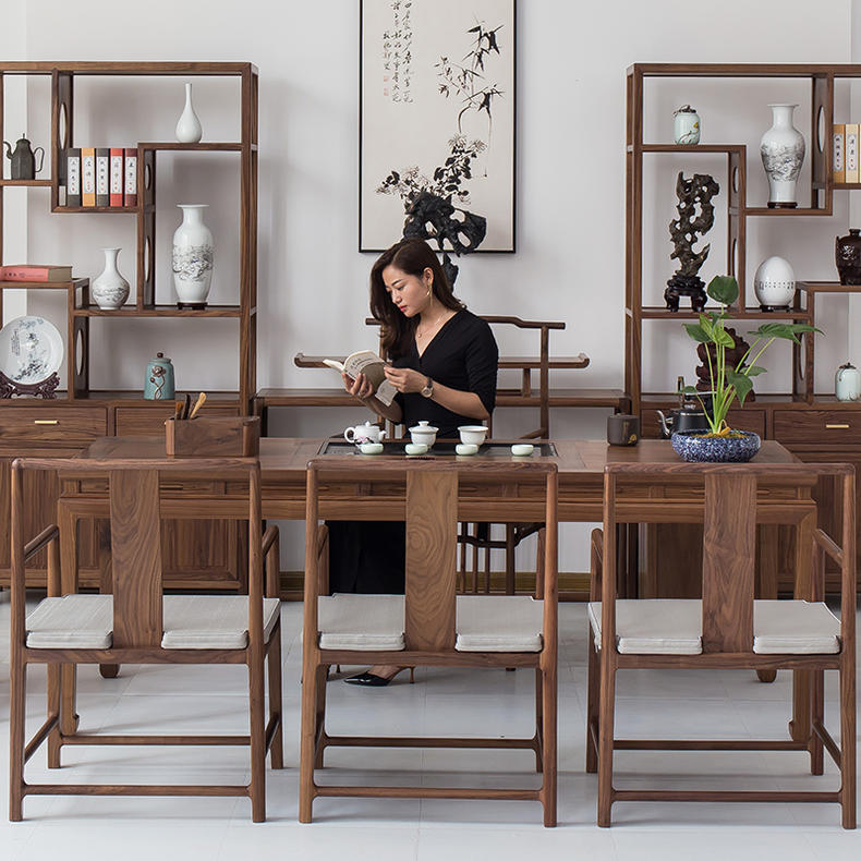 茶室禅意桌椅,新中式实木茶桌禅意小茶室