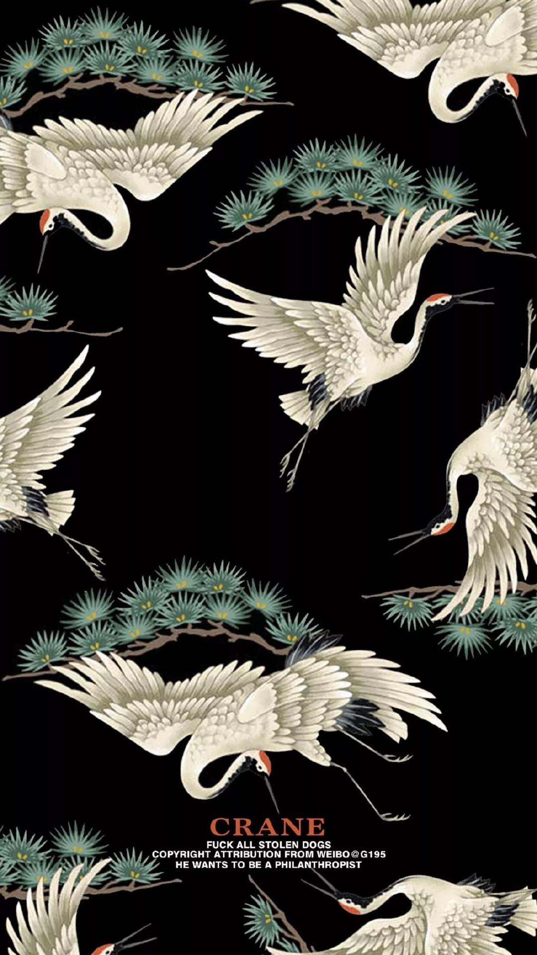 超高清古风仙鹤壁纸,仙鹤图案的中国风壁纸