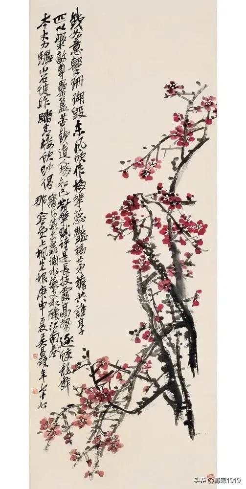 吴昌硕写意梅100幅,大师吴昌硕精品写意欣赏