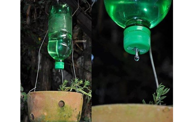 出差旅行利用什么可以自动浇花,大瓶矿泉水瓶浇花