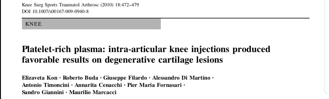 PRP治疗膝关节损伤的安全性和有效性