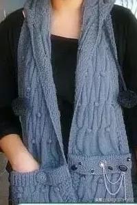 两种颜色帽子围巾一体编织教程,带帽子的围巾编织教程