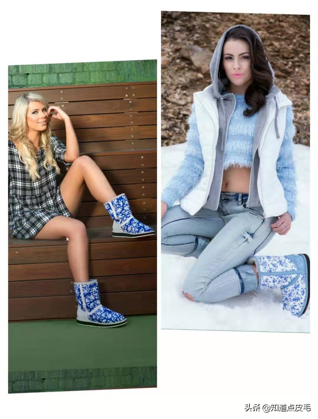 小众时尚坡跟雪地靴,时尚亮面皮毛一体雪地靴