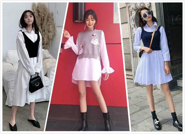 韩版衬衫裙怎么搭配好看,韩国条纹衬衫裙怎么穿