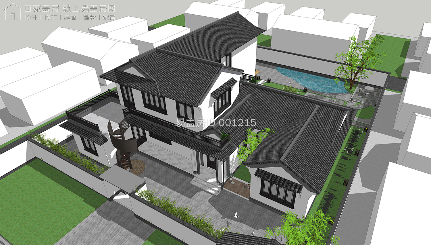 带地下室的二层农村小院别墅,简单大气带庭院的二层乡下房屋