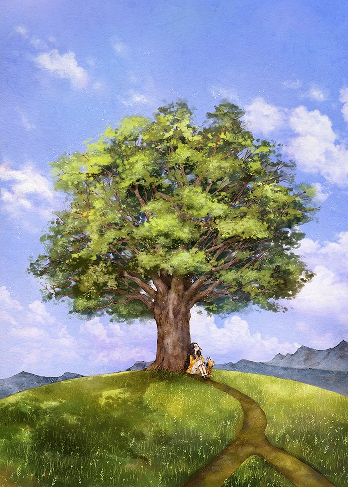 韩国插画师森林女孩日记图文,水彩插画森林女孩日记