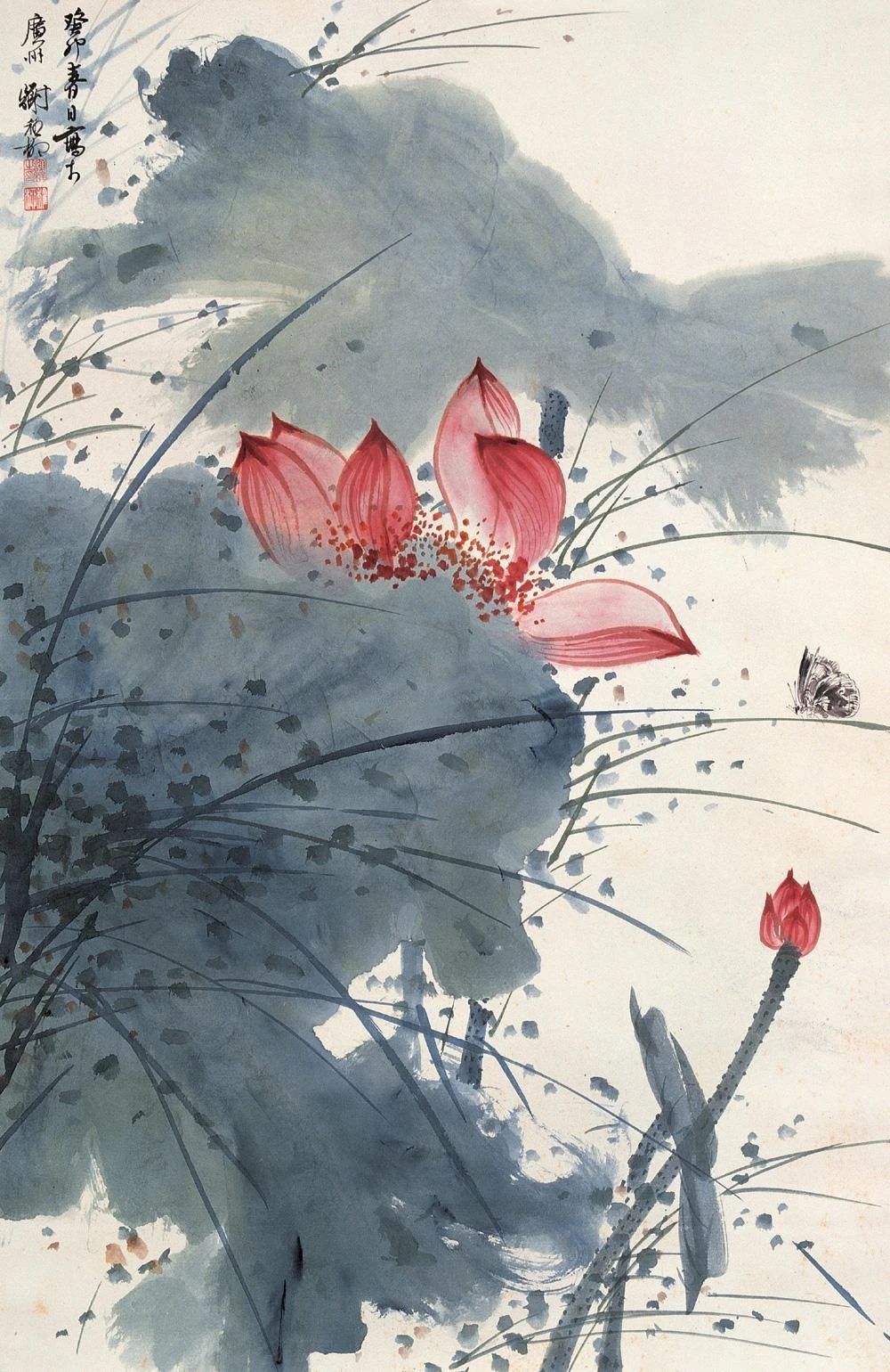 墨与色相碰撞,他笔下的荷花出淤泥而不染飘来阵阵清香