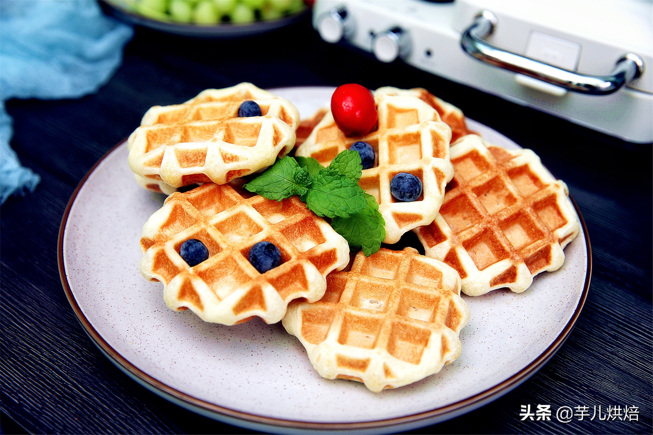 不用烤箱做华夫饼,不用模具机器自制华夫饼