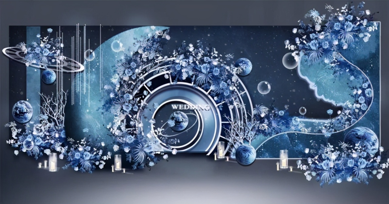 梦幻奢华风婚礼,蓝色西式轻奢风婚礼