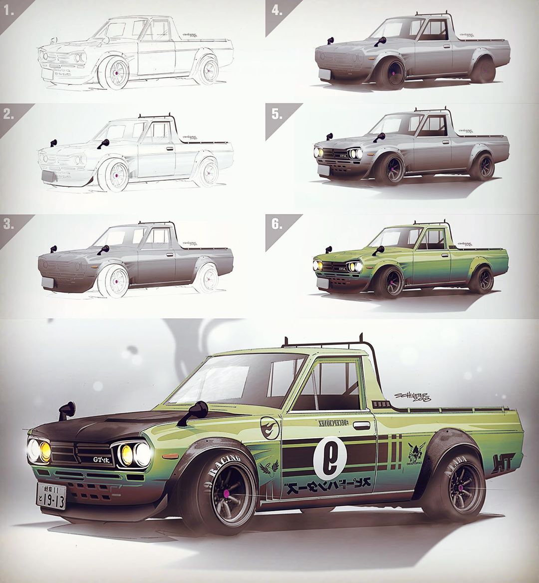 手绘酷炫汽车,从零开始汽车手绘