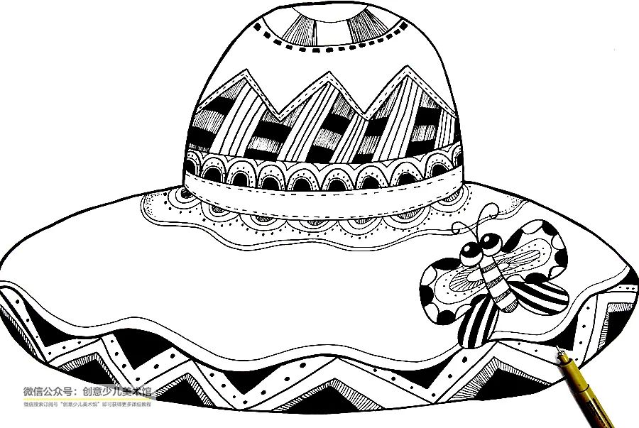 小朋友画太阳帽,夏日太阳帽怎么画