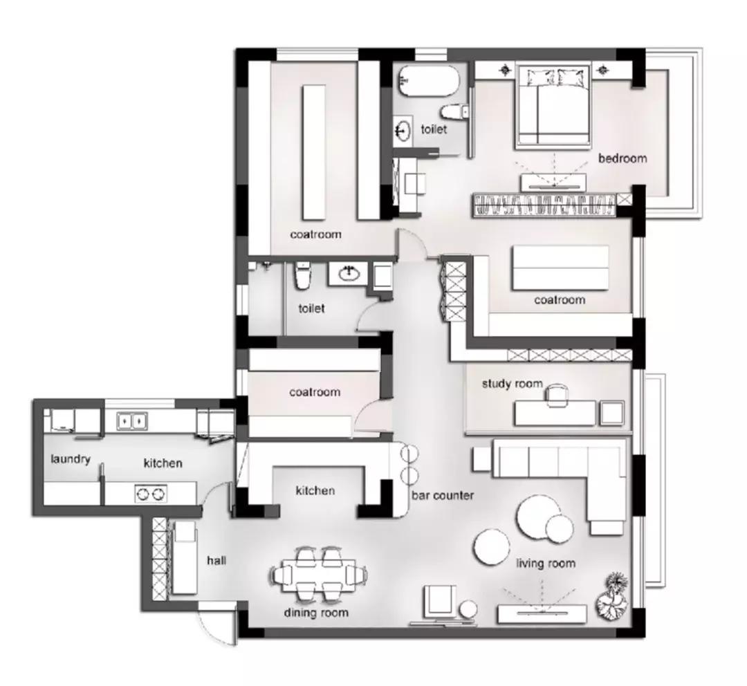 服装设计师的180㎡低调奢华家,超美衣帽间顶一个小户型