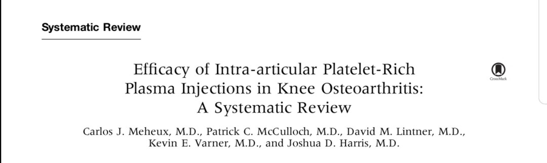 PRP治疗膝关节损伤的安全性和有效性