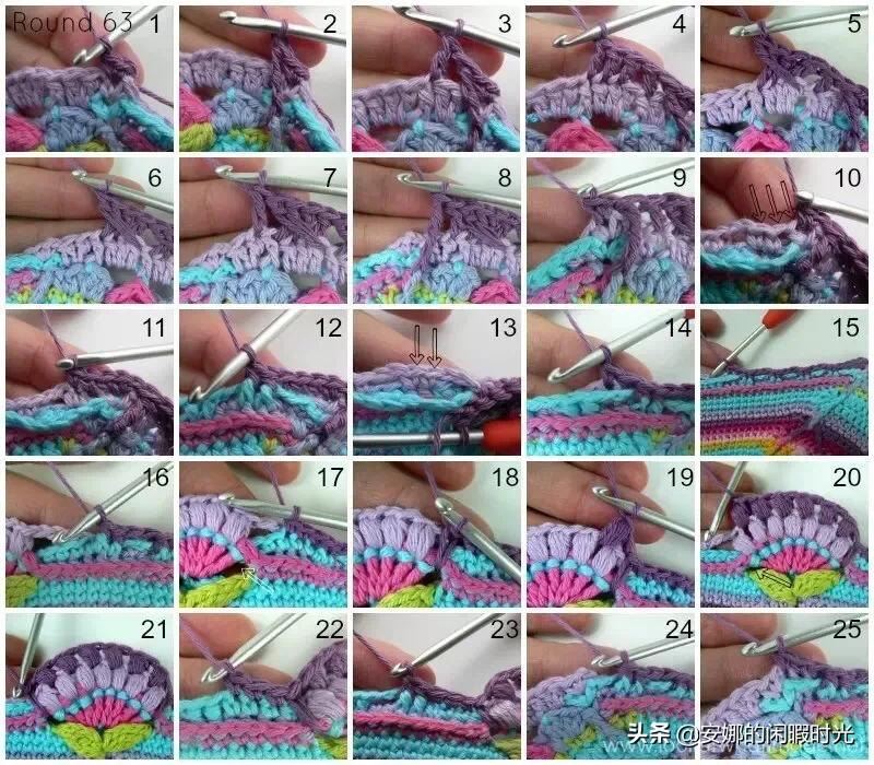 曼陀罗毯子编织教程,苏菲花园曼陀罗毯子钩法高清图解