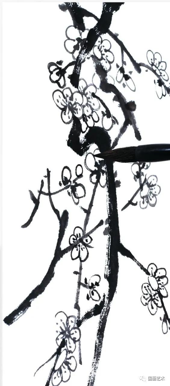 怎样画梅竹松树图片,儿童国画梅花入门画法步骤