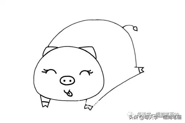 简笔画小猪简单画法,小猫小狗小鸭小猪小熊简笔画