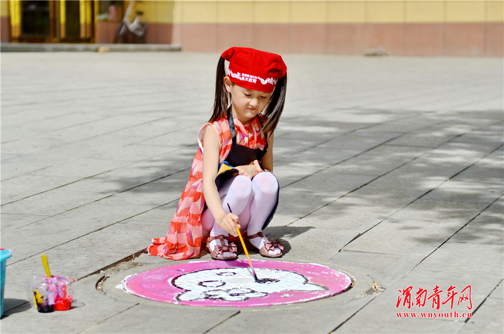 童心绘制美丽新中国主题绘画,井盖绘画中国梦