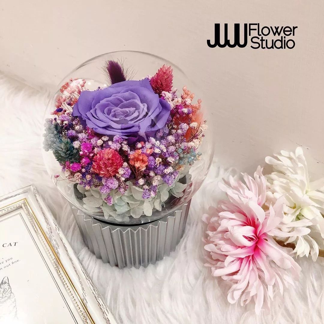 新款永生花玻璃罩,玻璃罩永生花手工diy制作