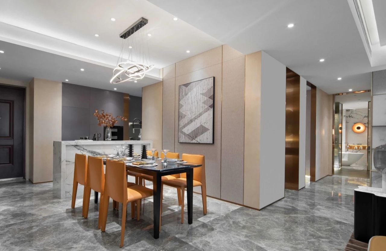 距离拥有一个爱马仕橙的家,不需要过多的费用,只需一片岩板设计