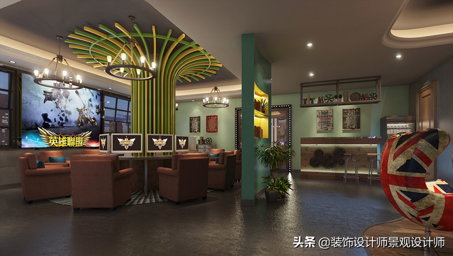 网咖设计方案及效果图,网咖室内设计图片观看