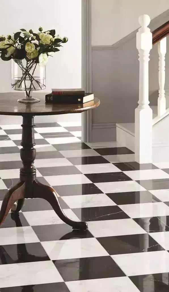 黑白格瓷砖法式,瓷砖黑白风格