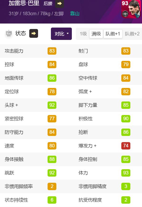 实况足球2024妖人后腰巴里,实况足球巴里测评