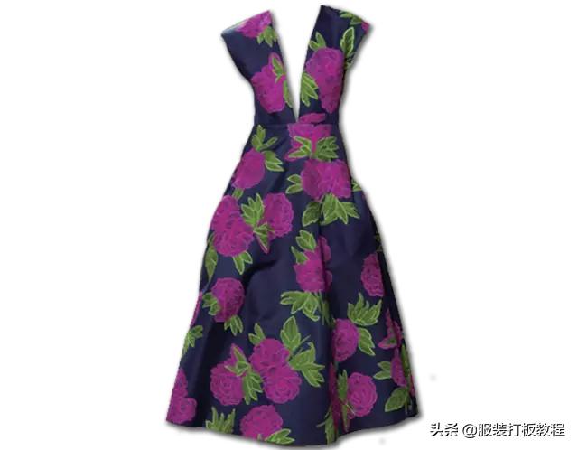 大v领连衣长裙裁剪视频,v字领的无袖长裙裁剪图