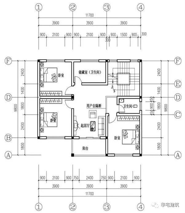 130平2层农村建房设计图15万左右,农村自建房120平方二层图造价15万