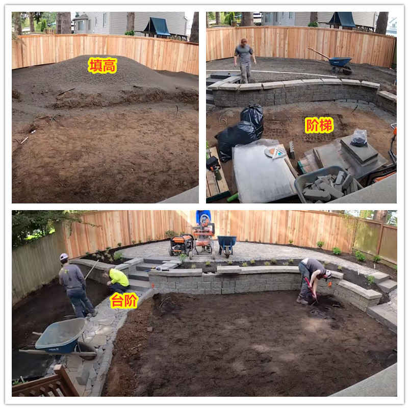 花园铺石板路效果图,院子石板路改造效果图