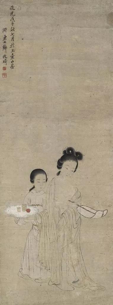 贵妃出浴图立轴设色绢本图片,贵妃出浴图国画有几幅