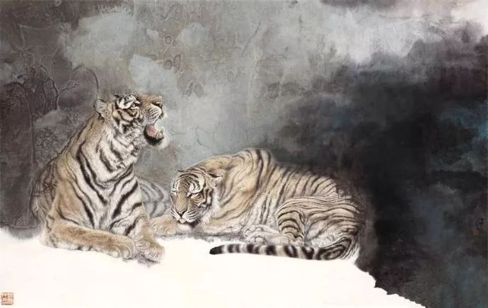 他笔下的虎充满了人的柔情与善意