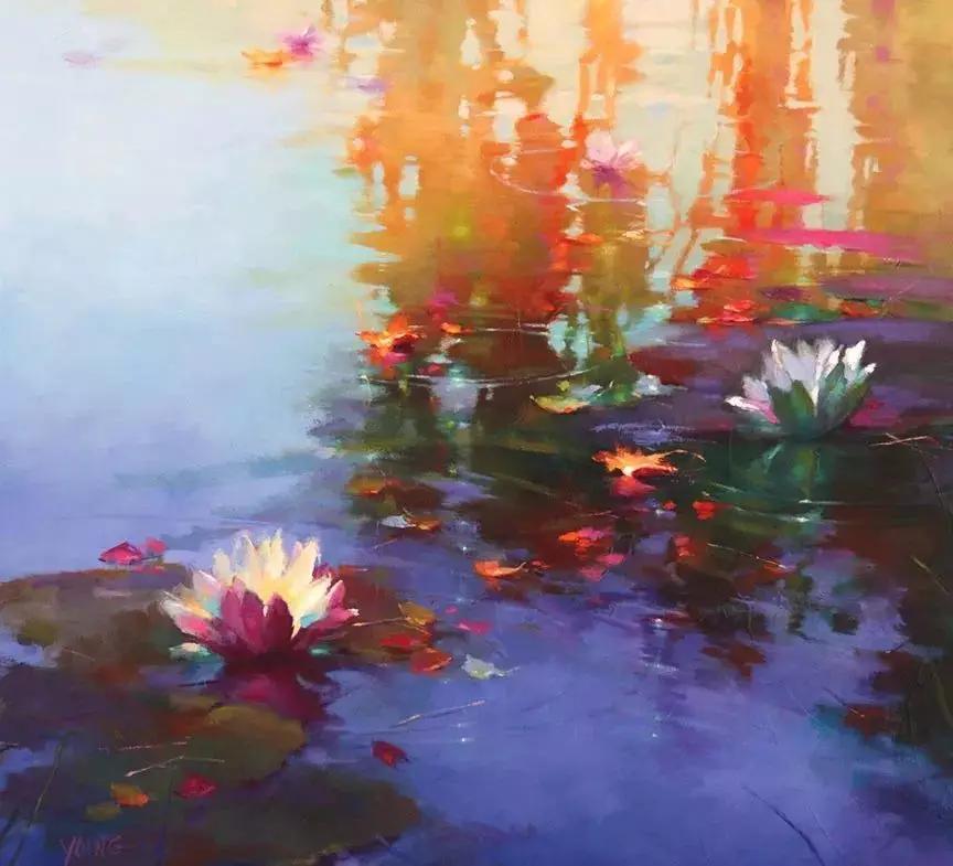 莫奈的睡莲紫色,莫奈睡莲和梵高睡莲