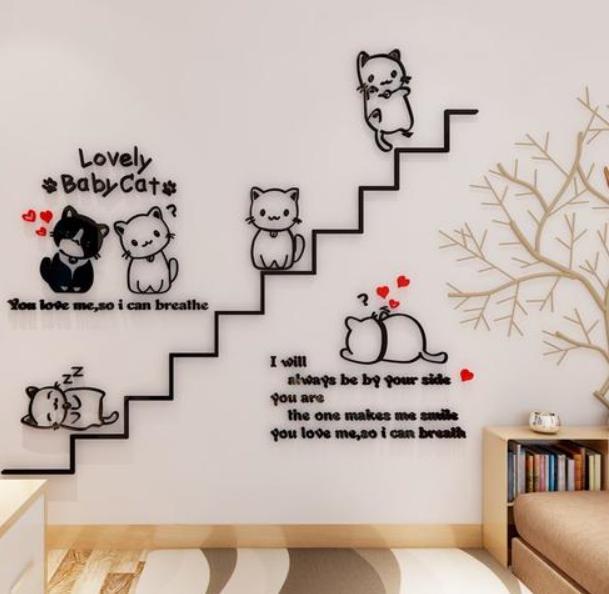 卧室墙面贴立体墙贴,墙面贴画装饰个性现代简约风格