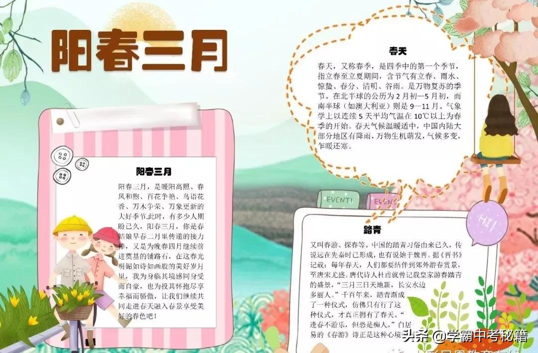 有关春季四季成语的手抄报,描写春天的成语春暖花开