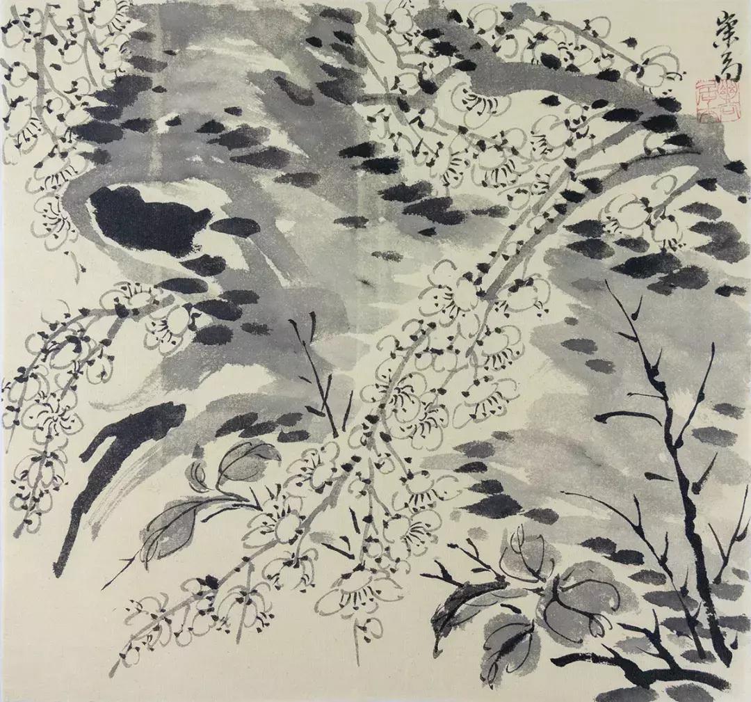 梅兰竹菊国画中的山石画法,梅兰竹菊国画写意教学视频