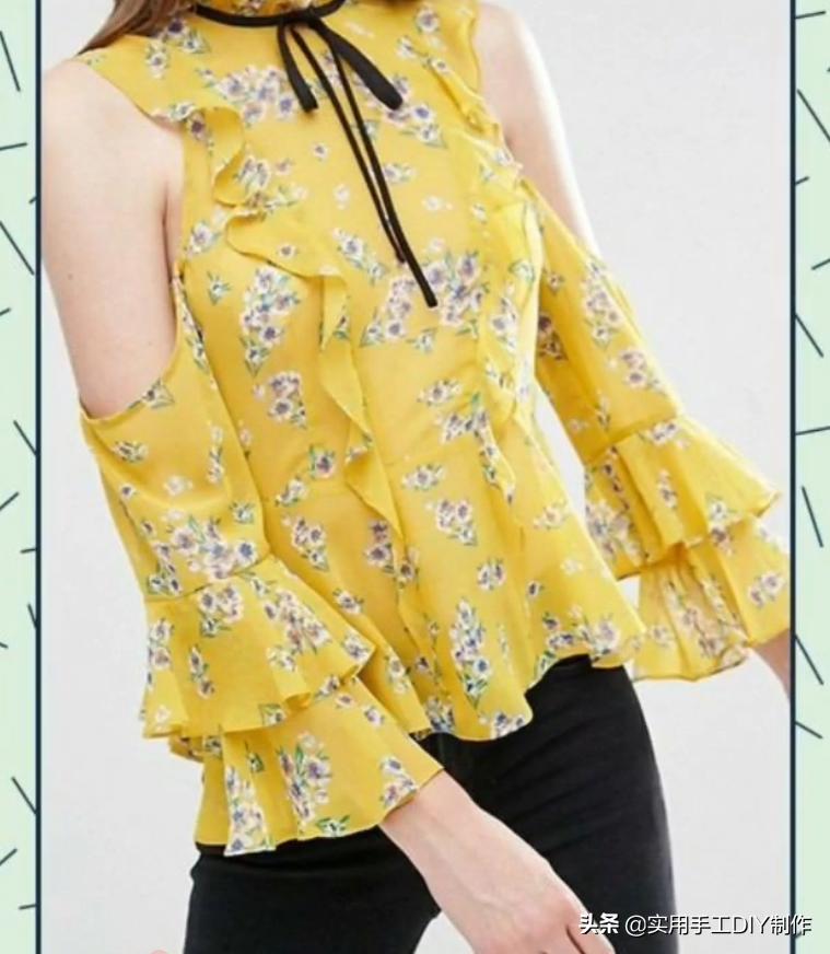 布艺花边造型手工,贝彩布艺落肩袖连衣裙裁剪教程