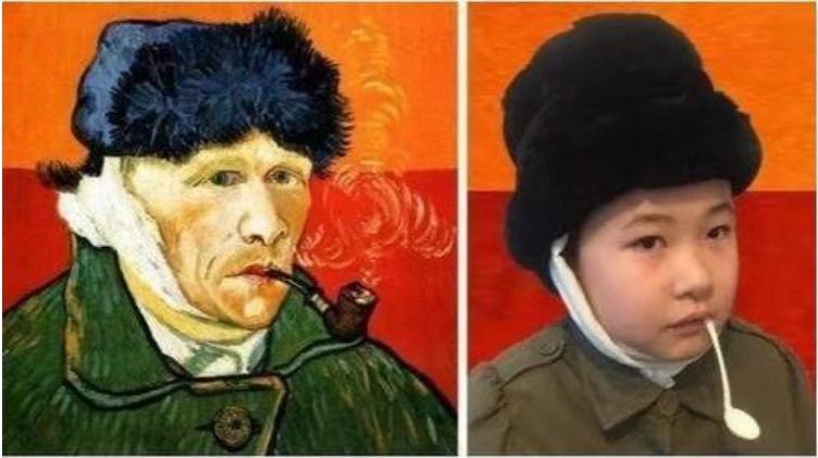 学生模仿的世界名画100幅人物,小学生模仿美术名画