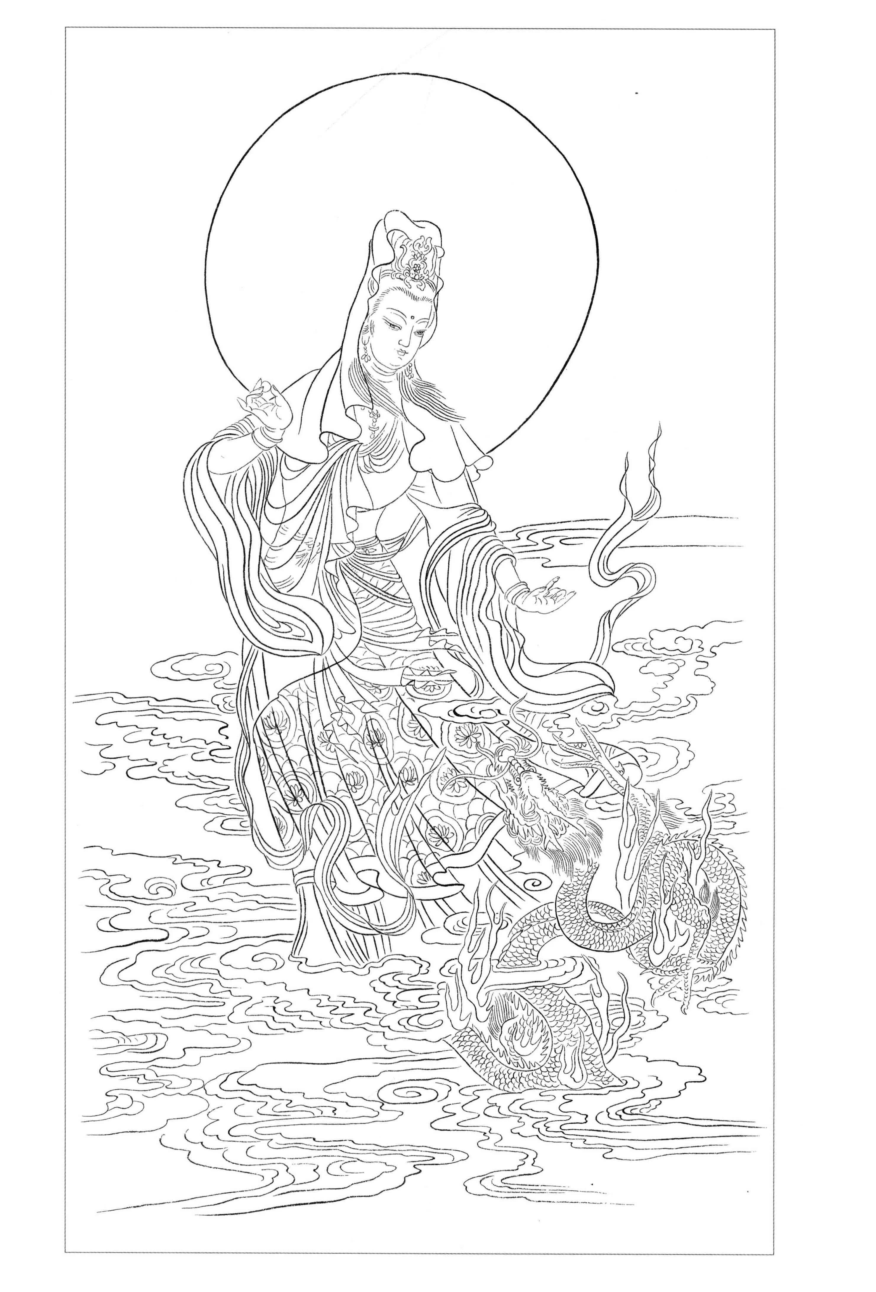 图谱神话人物工笔画白描,国画工笔人物白描图片大全大图