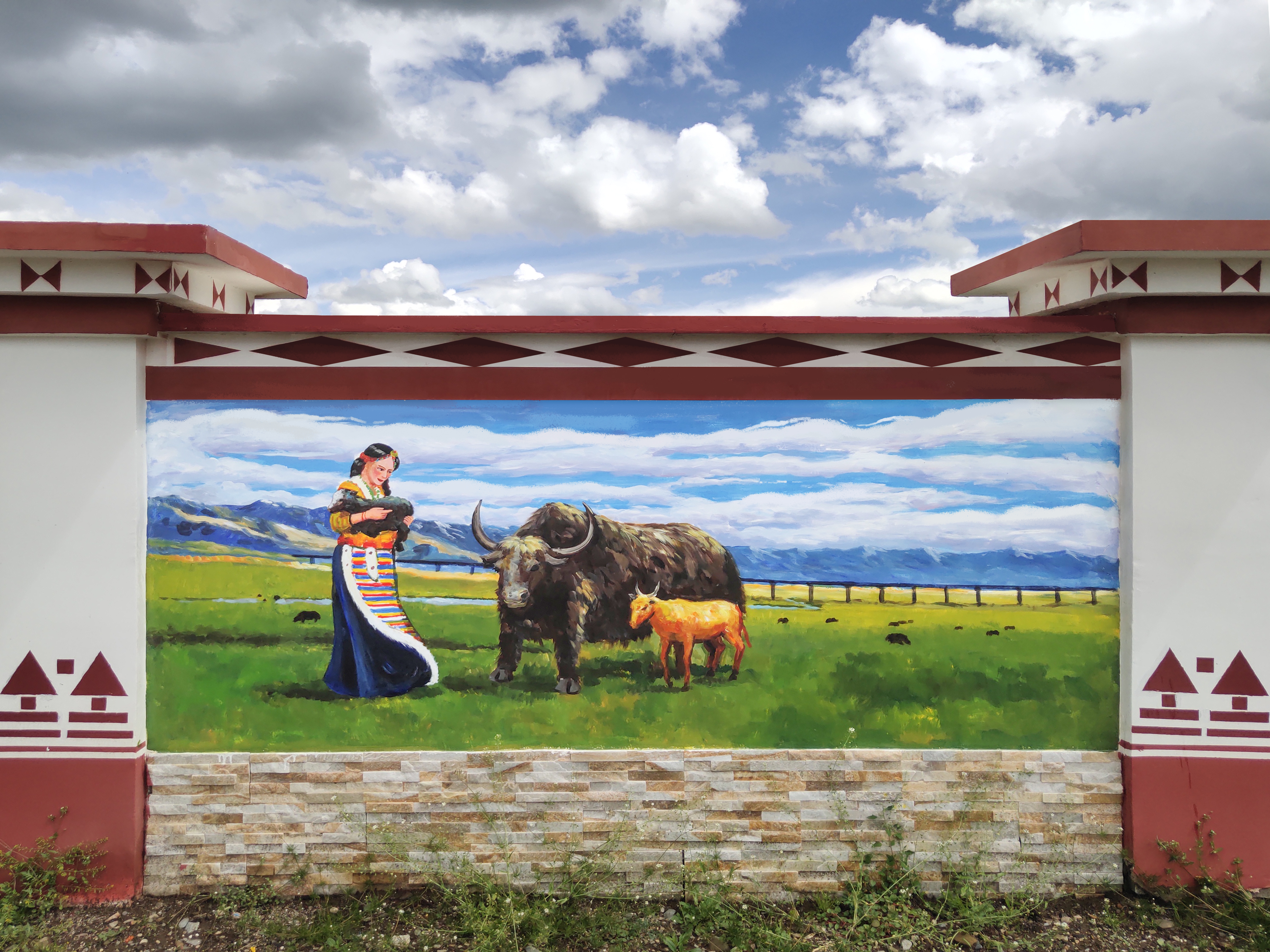 扇形传统文化手绘墙,打卡巨幅手绘文化墙