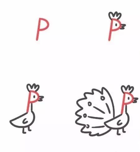 26个英文字母的画法创意简笔画,26幅有趣的字母简笔画