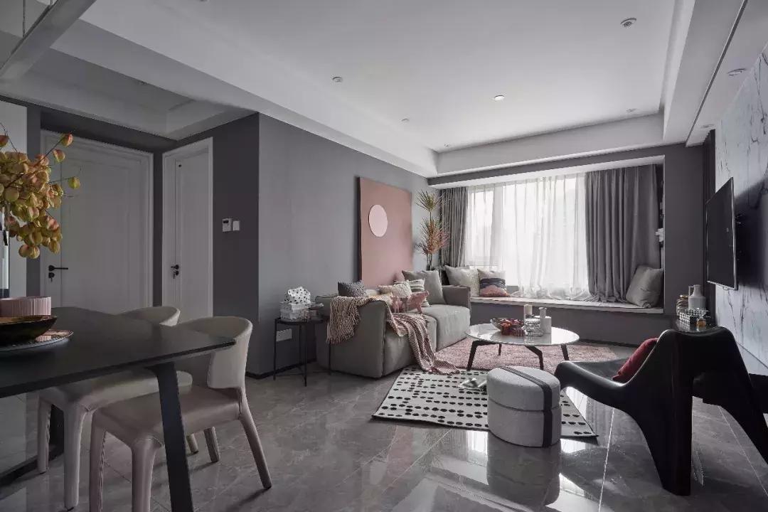 高级灰粉色卧室装修案例,高级灰的颜色铺在家里简约大气