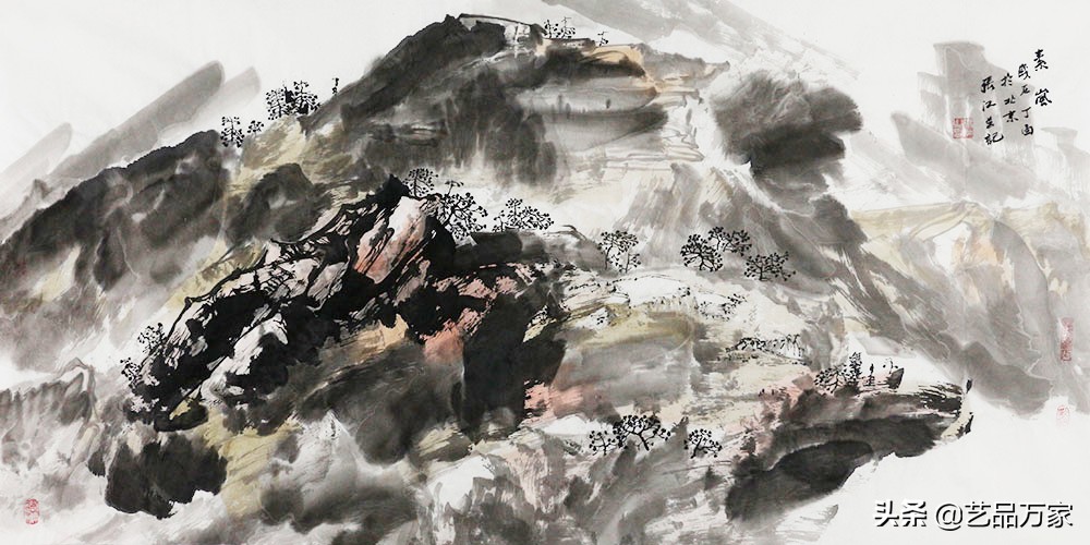 北方四尺竖幅的写意山水画作品,一幅优秀的山水画作品