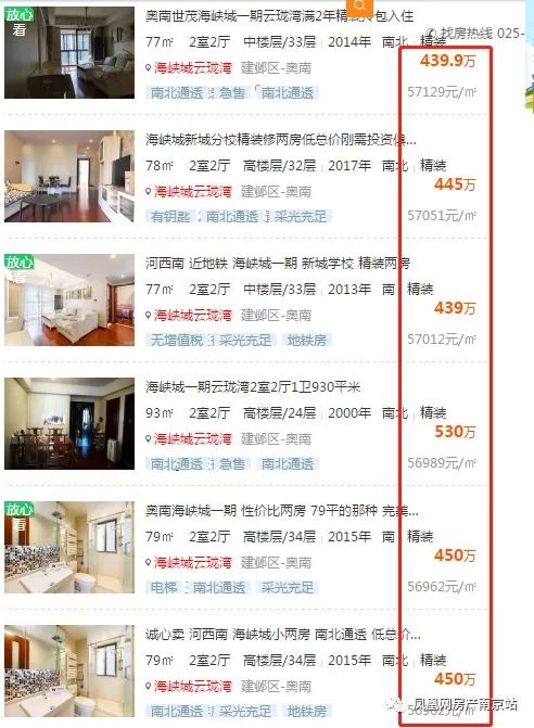 海峡城二手房成交价再刷新,南京河西海峡城云玺湾二手房价格