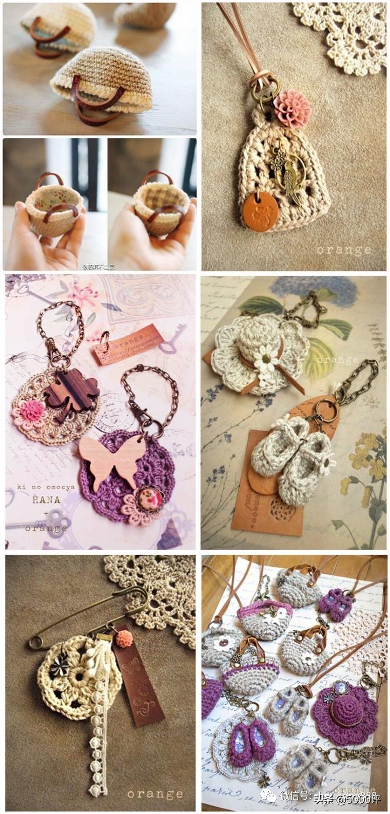 毛线钩精致的饰品,毛线钩织成品小玩意