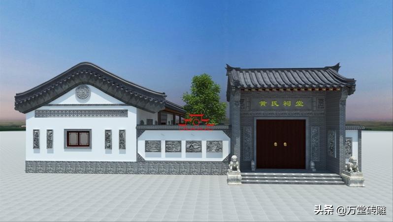 仿古砖雕祠堂,中式砖雕建筑